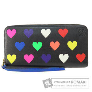 Loewe heart motif round zipper long Wallet leather